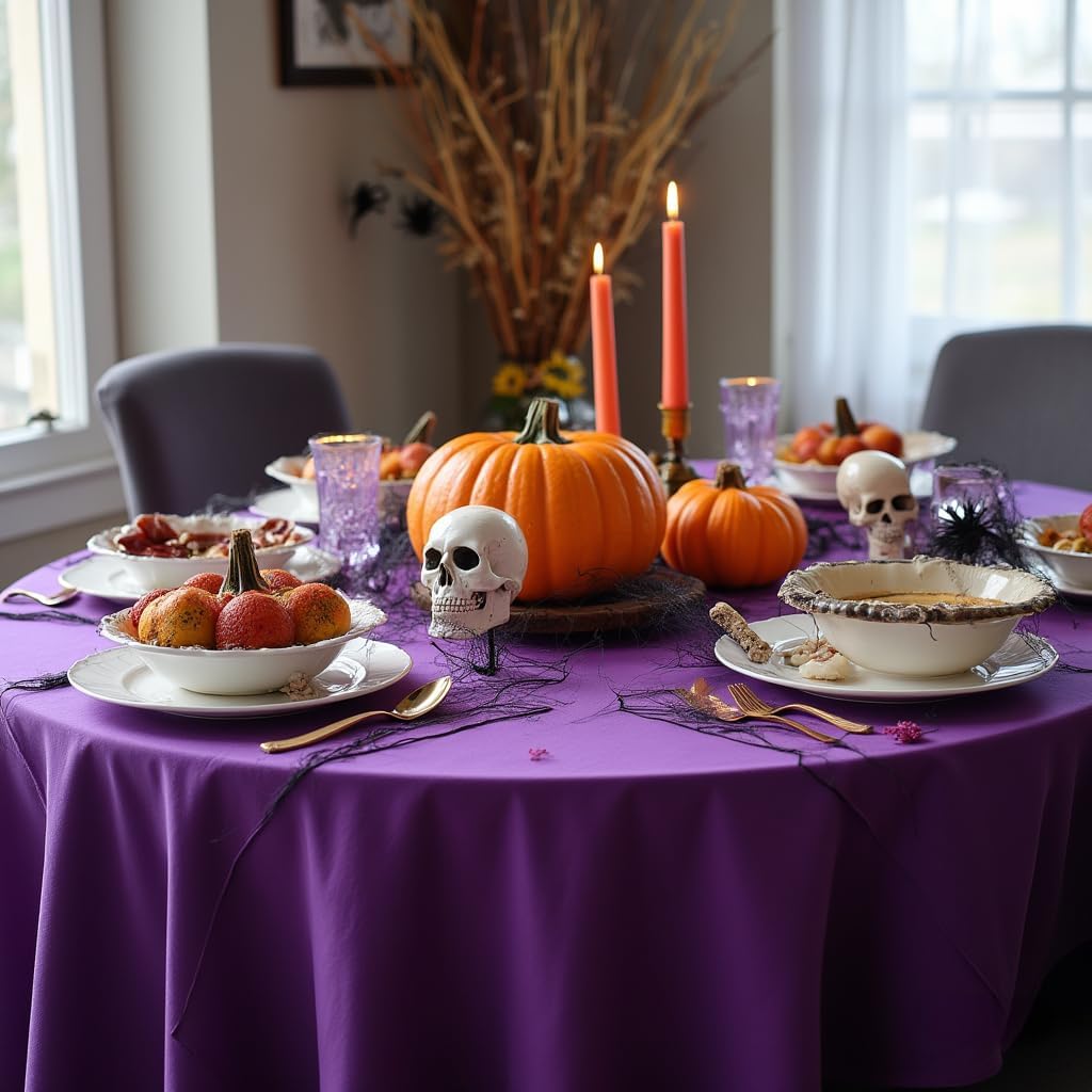 sancua Round Tablecloth - 90 Inch - Water Resistant Spill Proof Washable Polyester Table Cloth