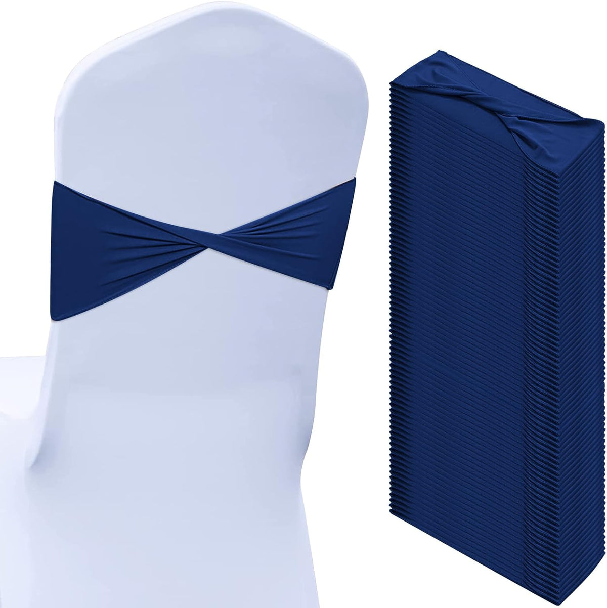 Kinlop 50 Pcs Spandex Chair Sashes Bows Chair Bands Slider Sashes for Covers Elastic Bands Ties
