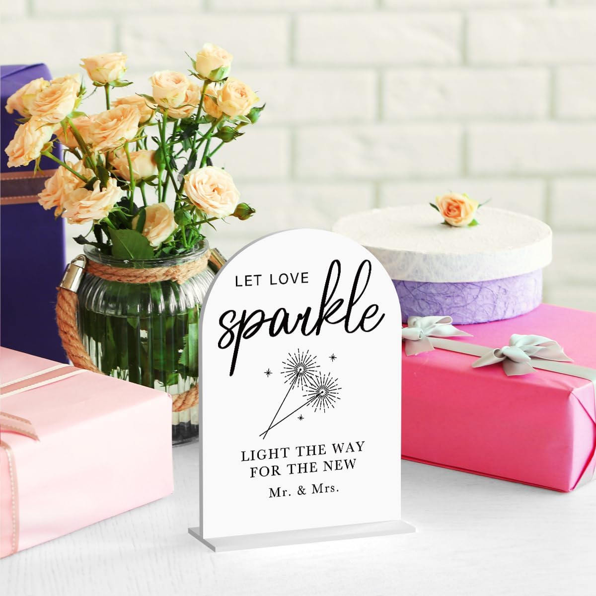 Acrylic Wedding Sign Wedding Signs for Ceremony Let Love Sparkle Sign for Wedding, Modern