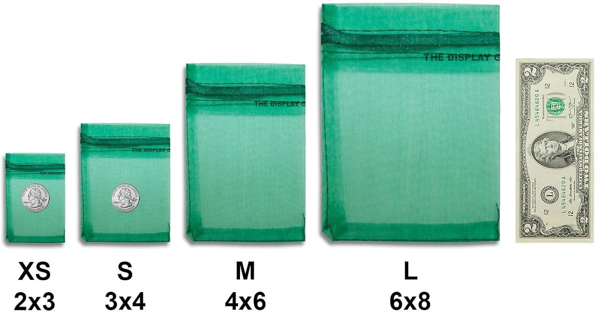 TheDisplayGuys 100-Pack 6x8 Dark Green Sheer Organza Gift Bags with Drawstring, Jewelry Candy Treat