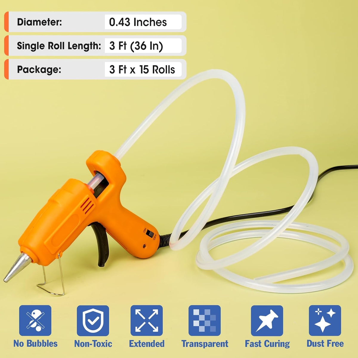 15 Rolls Hot Glue Sticks, Each Full Size 3 FT Long x 0.43" Diameter Glue Sticks for Glue Gun