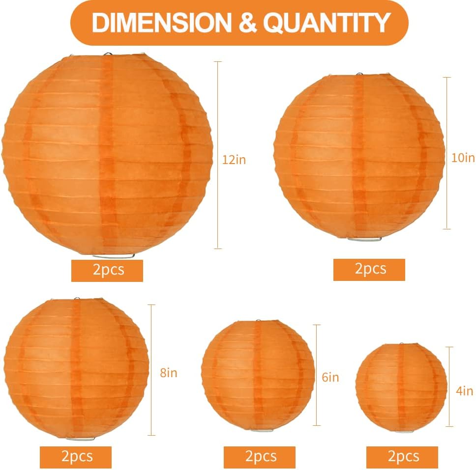 BEISHIDA Orange Round Paper Lanterns Decorative Hanging Asia Chinese Japanese Paper Lanterns Lamp