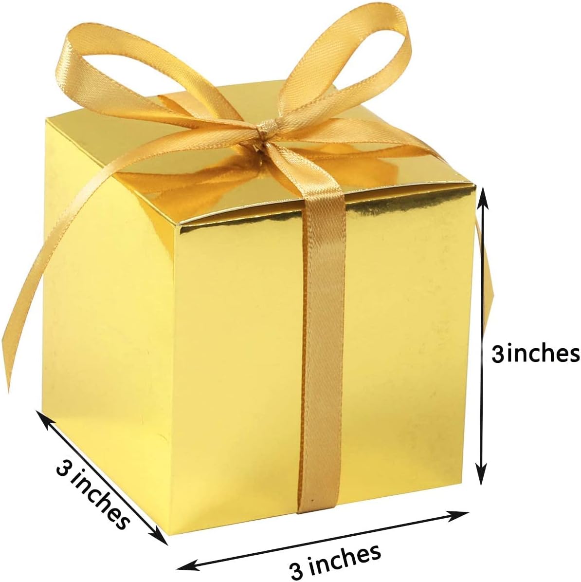 COTOPHER 25pcs Wedding Favor Boxes, Paper Gift Boxes 3x3x3 Inches Small Gift Boxes with Ribbons