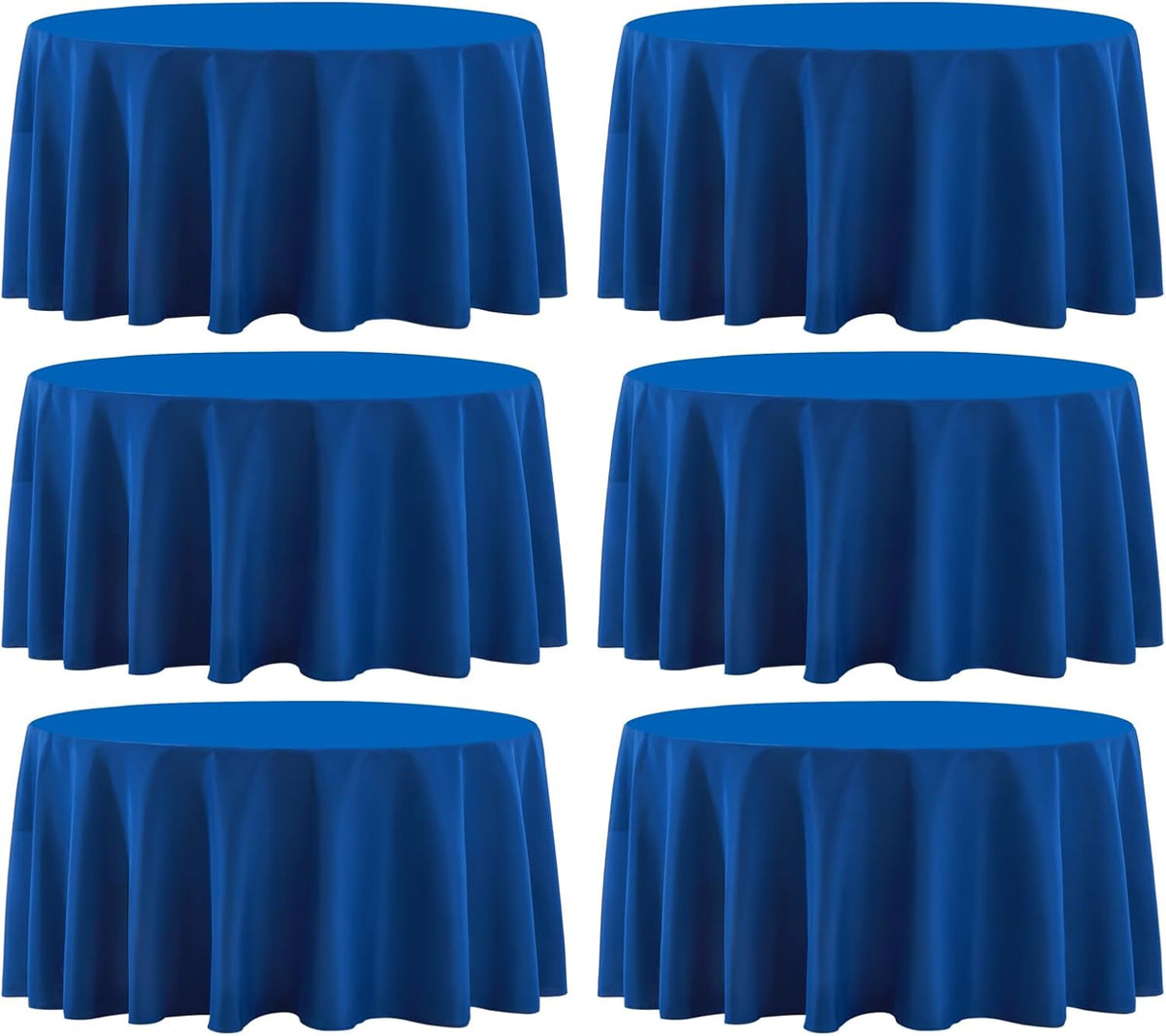 Round Tablecloth 120 Inch 6 Pack Royal Blue Tablecloths Washable Decorative Linen Polyester Table