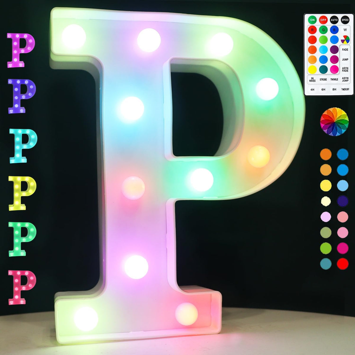 Light Up Colorful LED Marquee Letter lights, 18 Colors Changing Alphabet Letters Sign with Remote