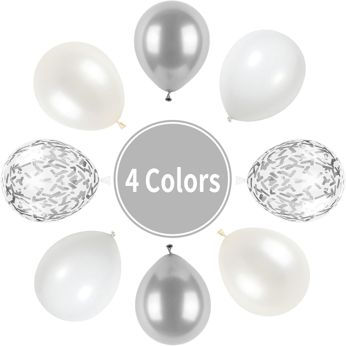 White and Silver Balloons, Metallic Silver and White Balloons Pearl White Silver Party Balloons