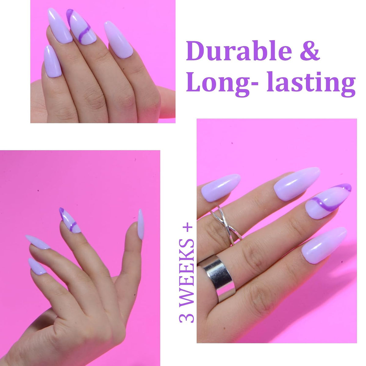 Dip Powder Nail Set, 6 Colors Purple Series 12 Pcs Dipping Powder Kit With Base & Top