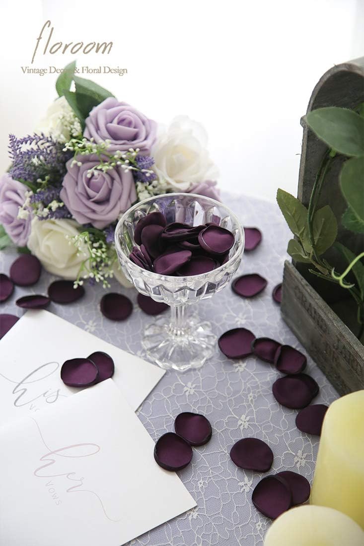 Floroom 300pcs Rose Petals Plum Faux Silk Flower Petals for Wedding Flower Girl Basket Aisle