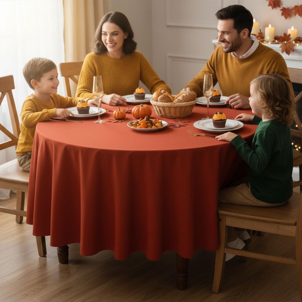 Fitable 8 Pack Round Tablecloths: Stain Resistant Wrinkle Free Fall Table Clothes, Washable