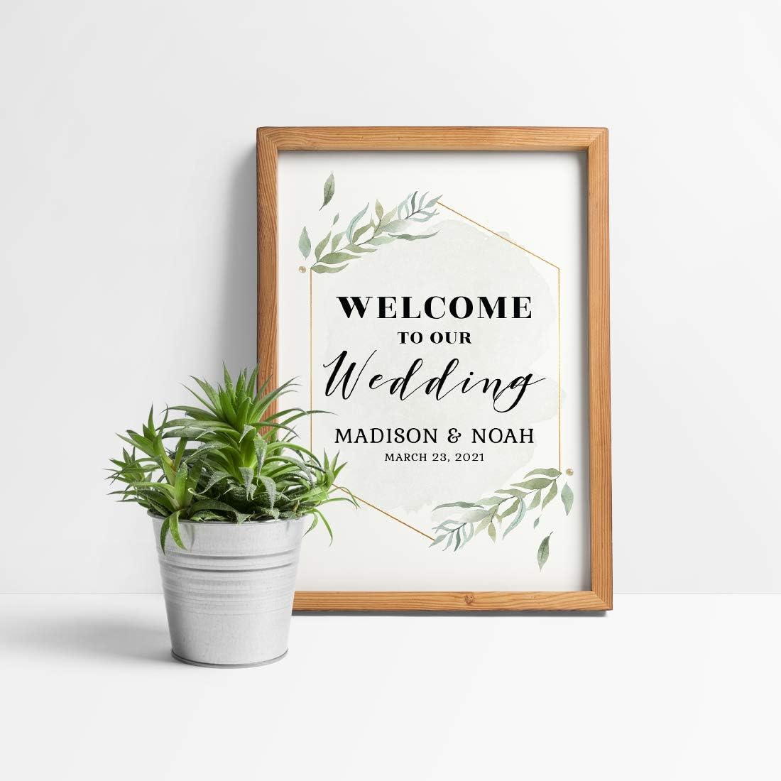 Andaz Press Personalized Extra Large Wedding Easel Board Party Sign, 12x18-inch, Modern Black, Gold