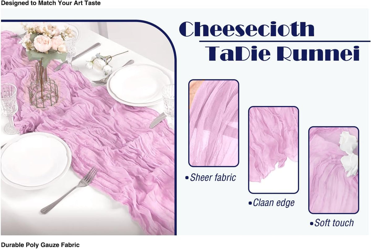 12 Pack Pink 10 Ft Cheesecloth Table Runner 20x120 Inch Boho Wrinkled Sheer Romantic Gauze Decor