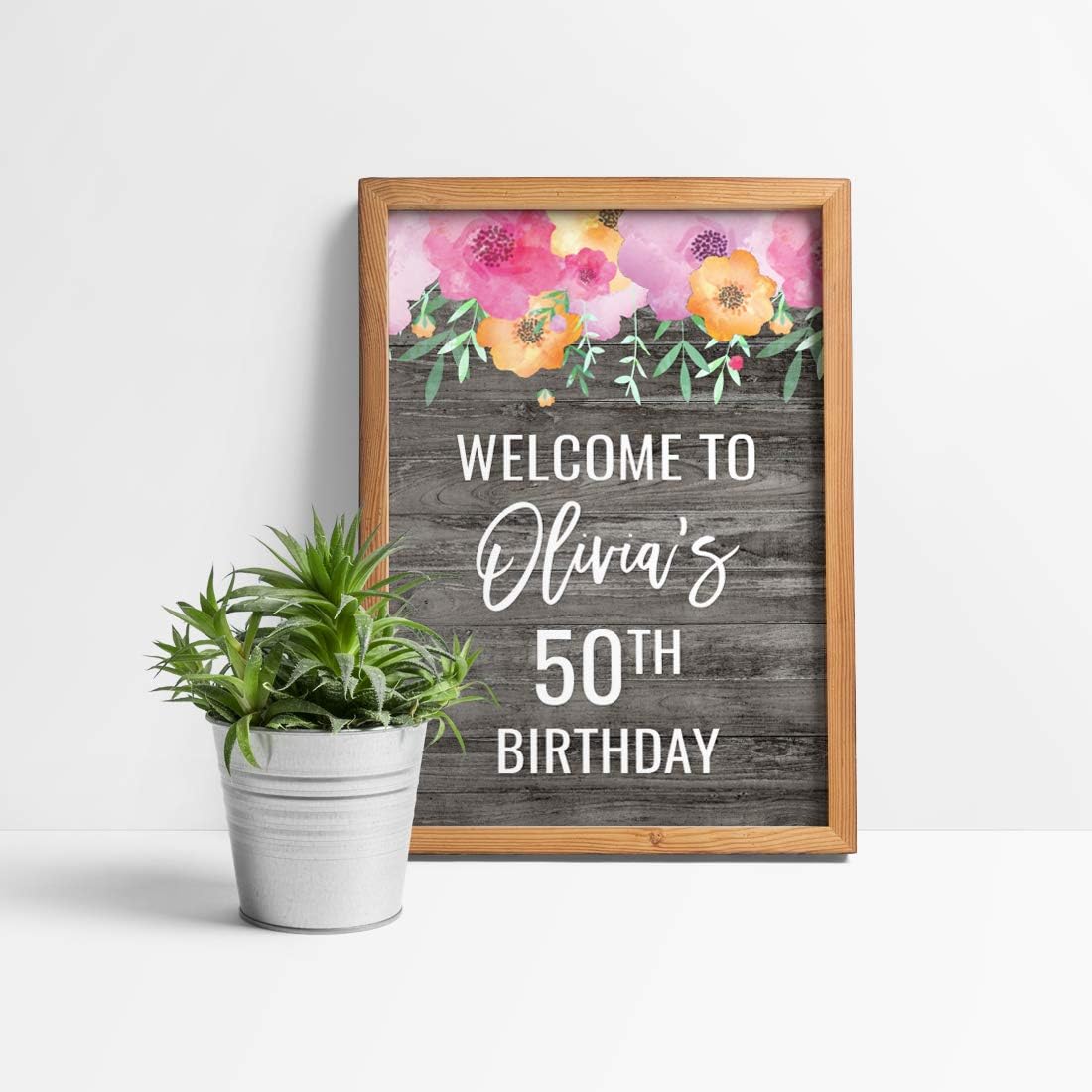 Andaz Press Personalized Extra Large Birthday Easel Board Party Sign, 12x18-inch, Pink Floral