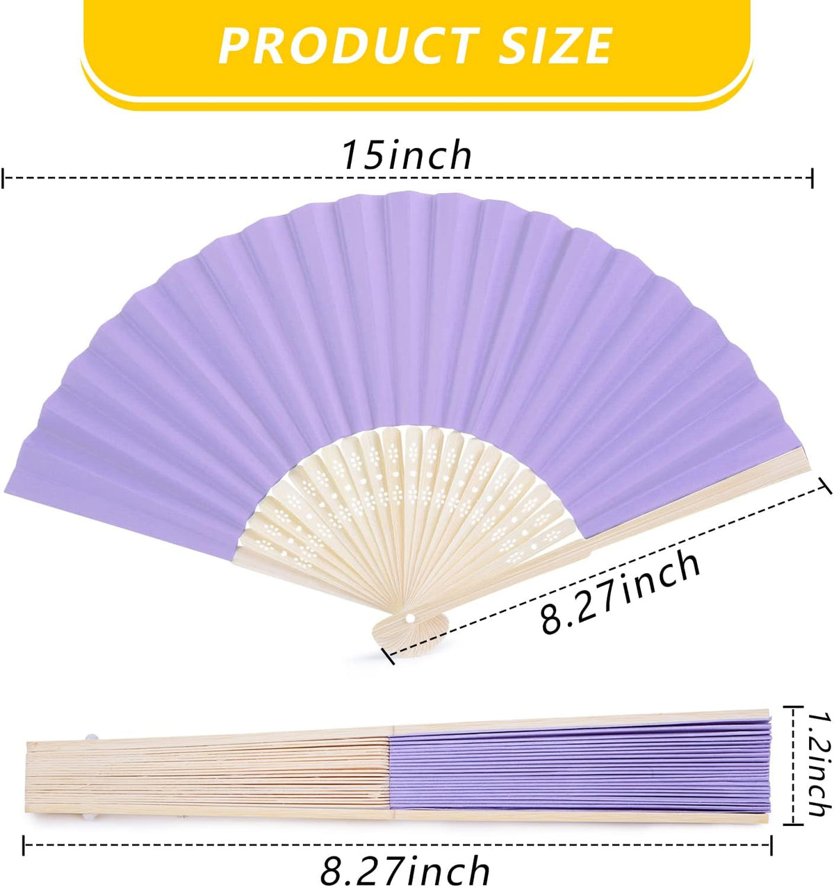 DomeStar 15 Pcs Paper Folding Hand Fans, 8.3 Inch Multicolored Paper Fans Handheld Decorative