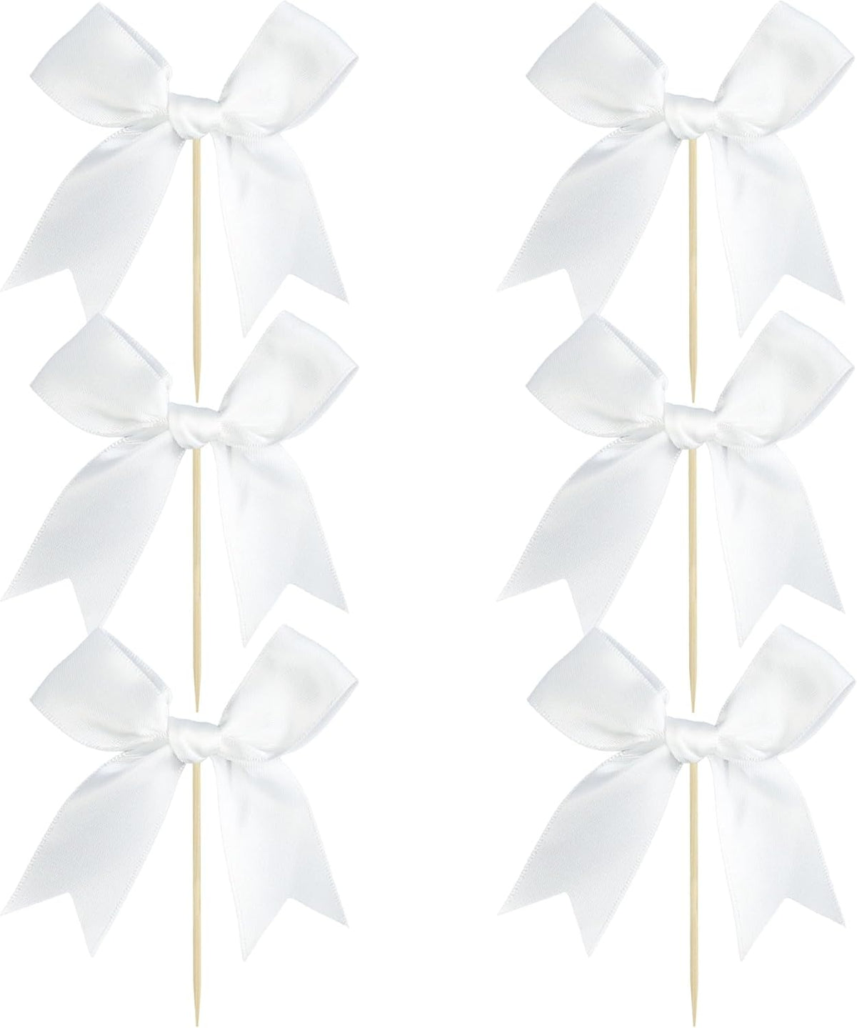 Ephlyn 24Pcs White Bow Cupcake Toppers Bow Cake Topper Birthday Decorations Mini Bowknot Cupcake