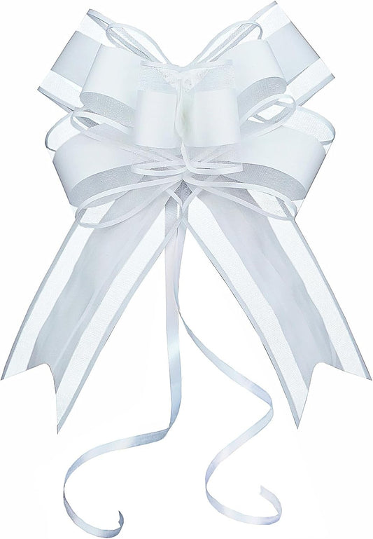 WEWILUCK White Gift Bow, Big White Pull Bows for Gift Wrapping, Wedding, Christmas, Valentine's