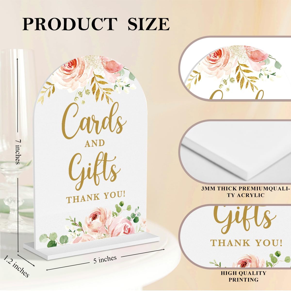 2 Pcs Acrylic Wedding Signs for Reception, Bridal Shower Decorations, Cards and Gifts Signs, Guest