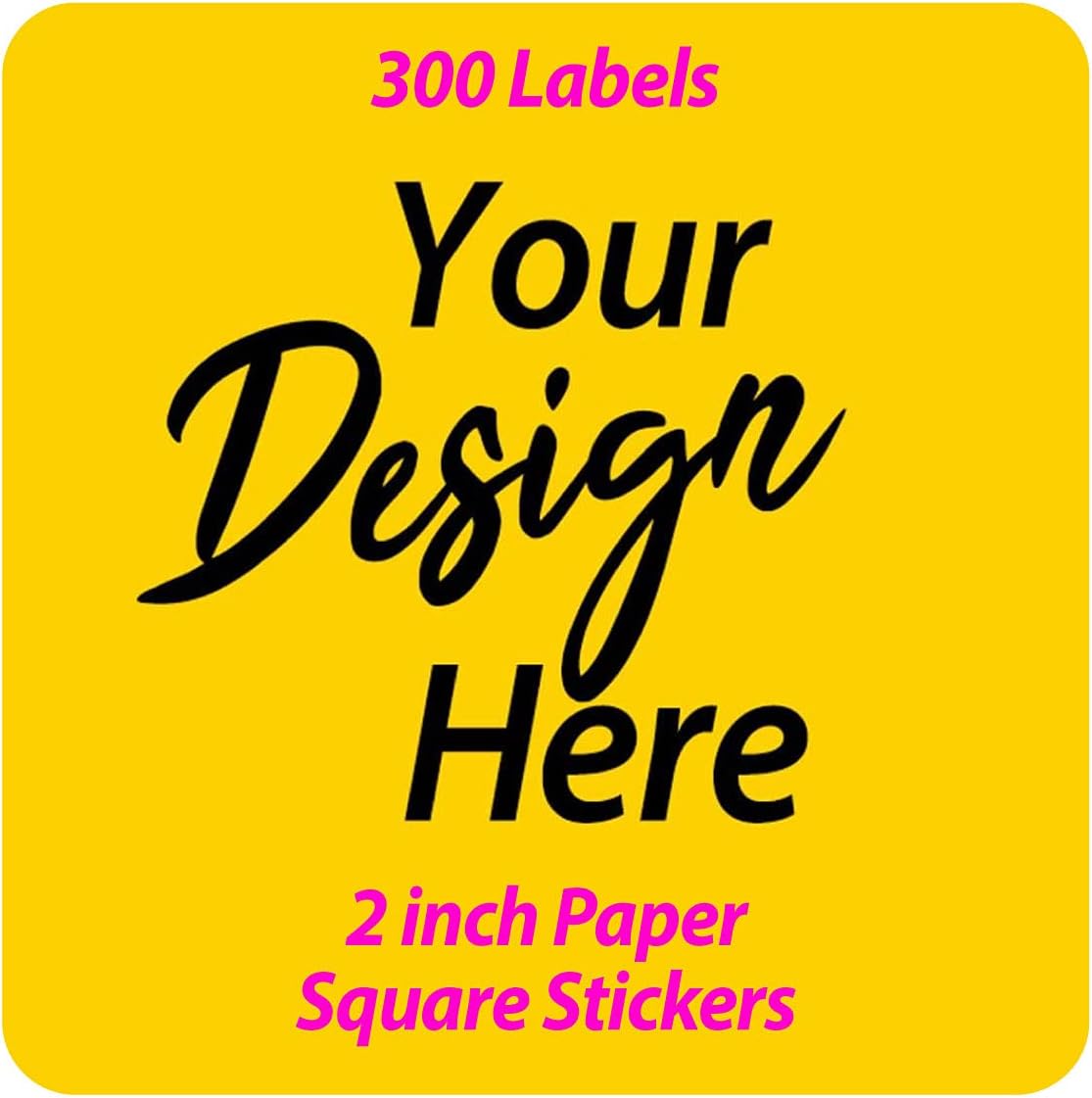 300 pcs Premium Custom Stickers Uncoated Paper 2 inch Square - Personalized Stickers for Businesses