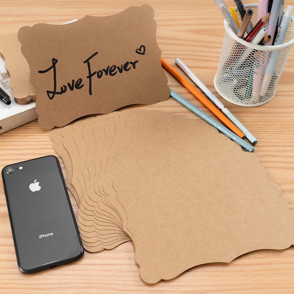 50 Pack Blank Kraft Cards Cardstock Thick Paper Brown Greeting Cards for DIY Gift Card Menus, Baby