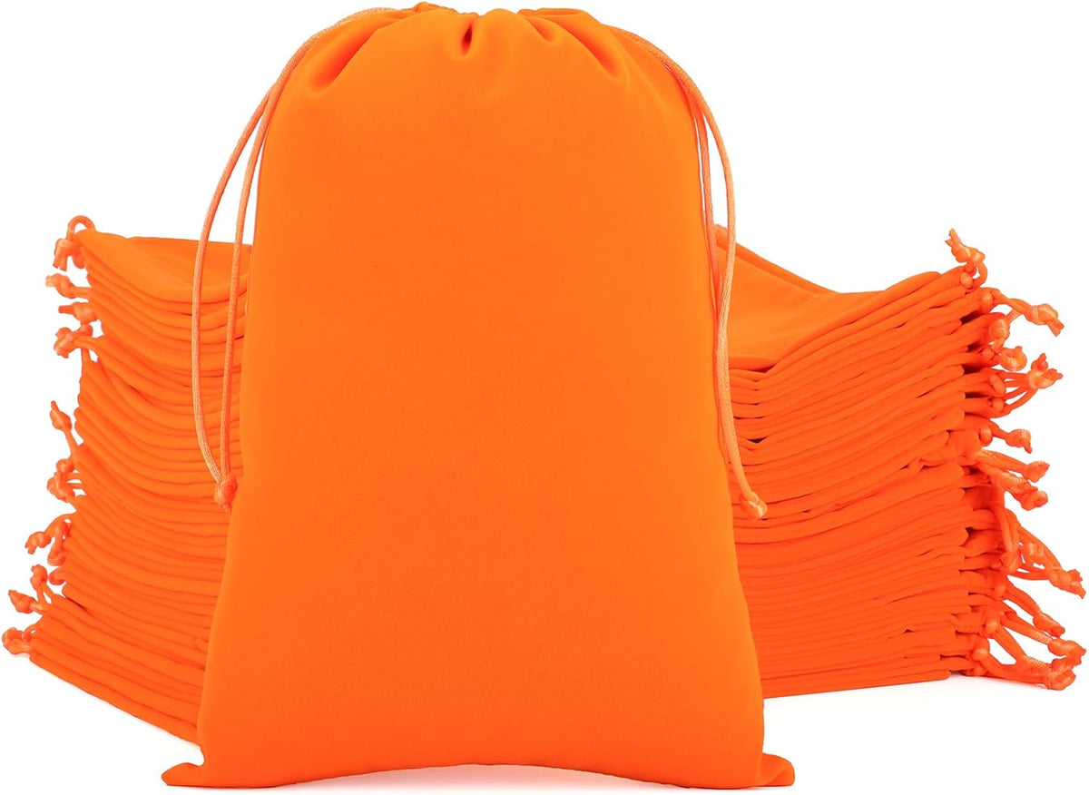 Velvet Drawstring Jewelry Bag, 50Pcs Orange Dice Bag, 7x10, Or Wrapping Halloween Party Favors