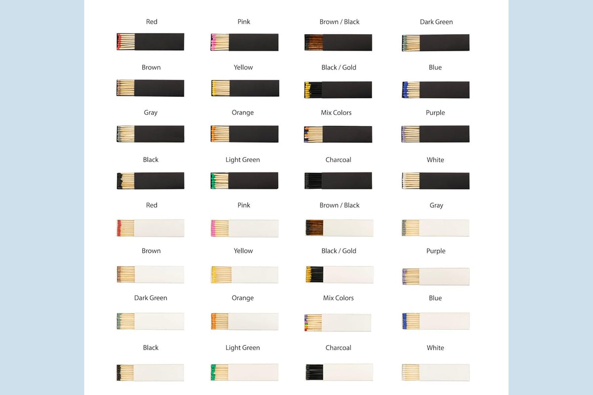 Custom Matchboxes - Set of 10 - Personalized - 2" Inch Long - Colorful Matchsticks - Weddings