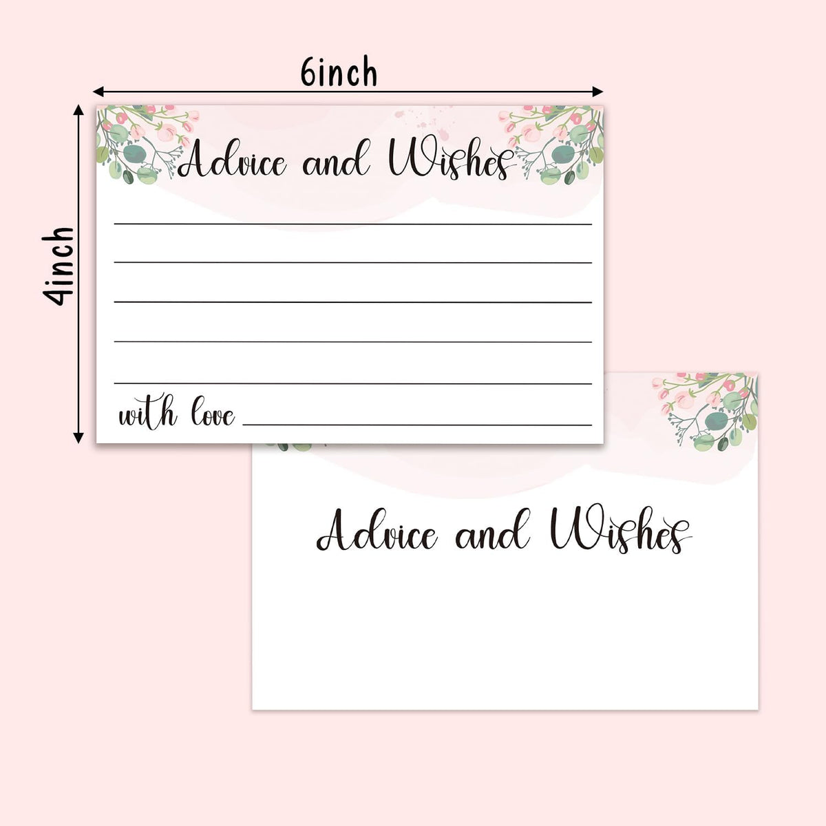 Floral Advice and Wishes Cards, Double-sided Blank Cards Suitable for Weddings, Bridal Showers, Mr