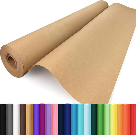 Wrapping Paper, 17.8" x 1200" Brown Kraft Paper Roll Bulletin Board Easel Poster Decorative Kraft