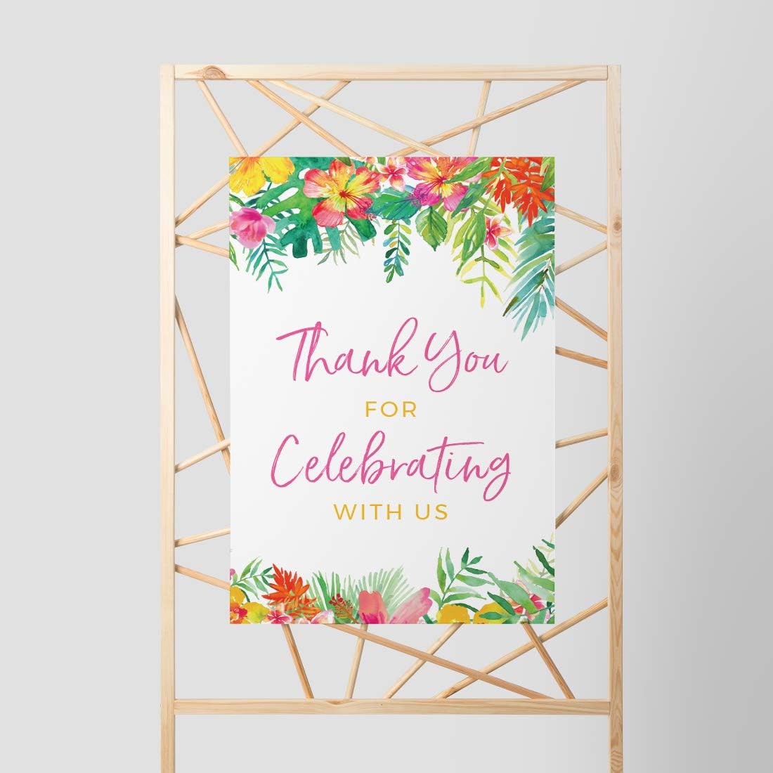 Andaz Press Extra Large Wedding Easel Board Party Sign, 12x18-inch, Tropical Leaves Plants Flowers