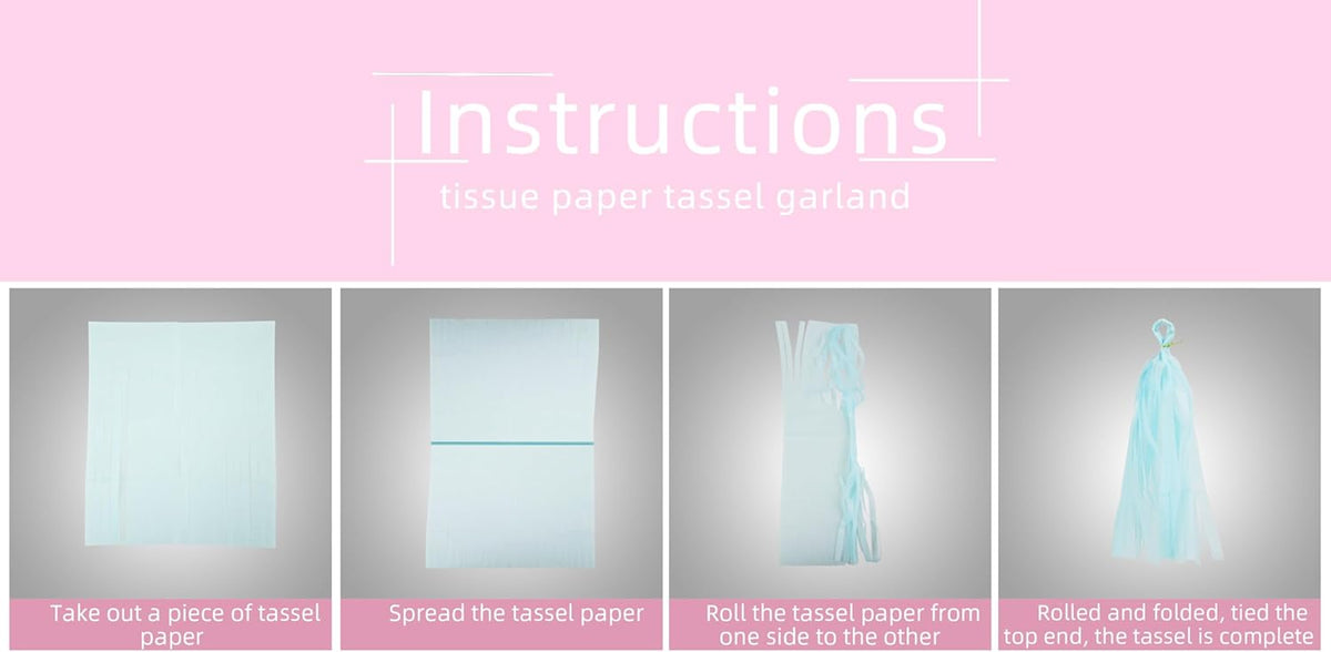 Gender Reveal Decorations Blue Pink - 15pcs Tissue Paper Tassel Garland Baby Gender Reveal Party