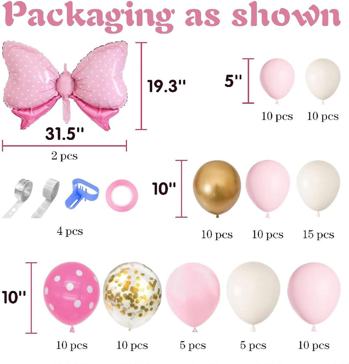 36 Inches Bow Foil Balloon Huge Bowtie Pink Balloon for Baby Shower, Wedding, Kids Theme Party