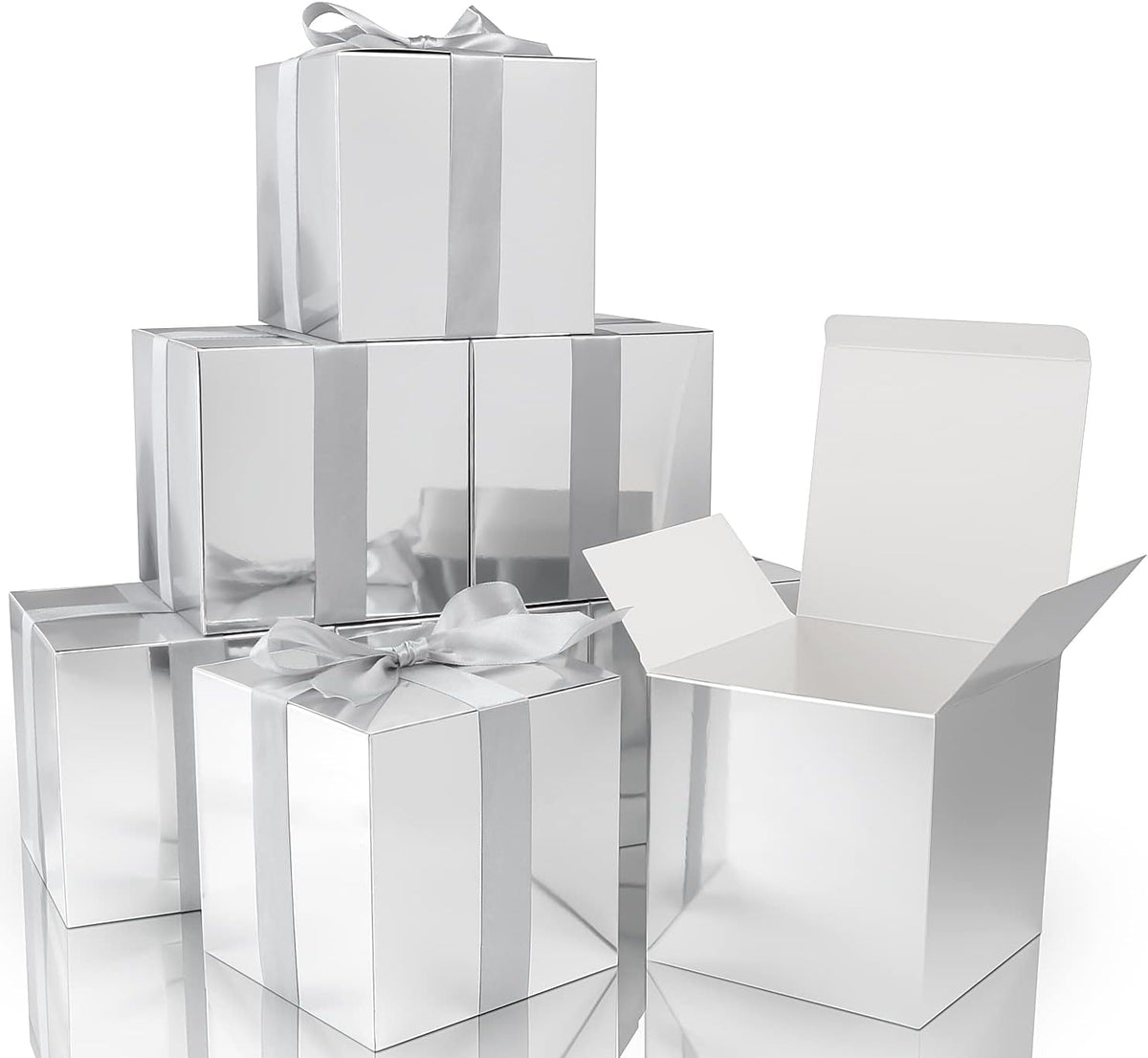 COTOPHER Small Gift Boxes 25 Pack 5x5x5 inches Silver Gift Boxes with Lids for Gifts, Crafting