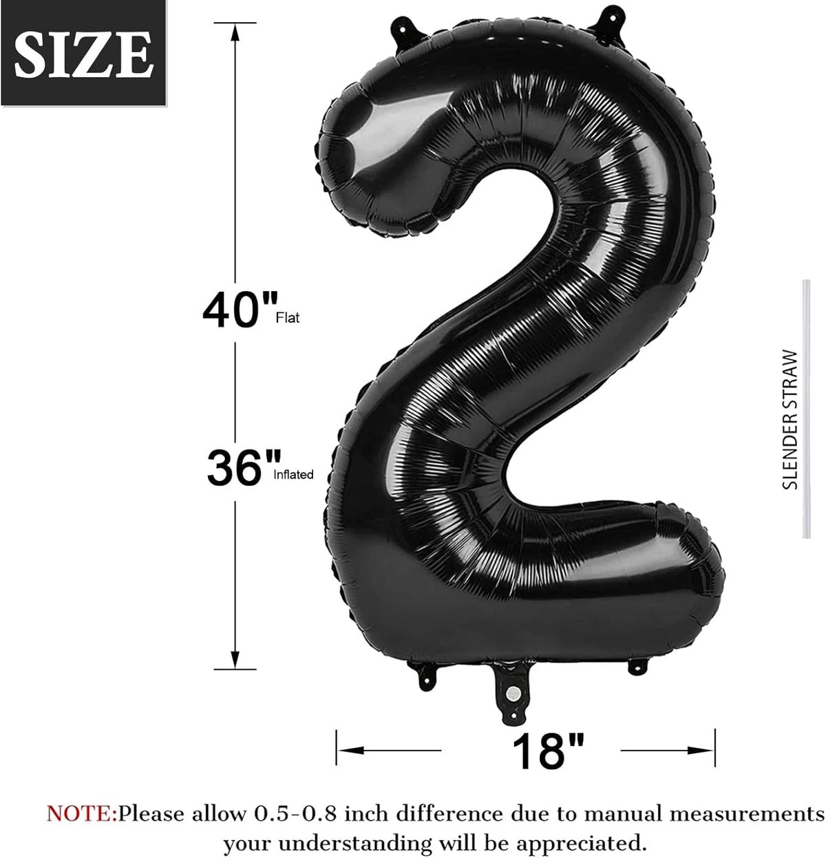 40 Inch Black Number Balloon 0-9(Zero-Nine), Big Size Happy Birthday Balloon, Foil Helium Big