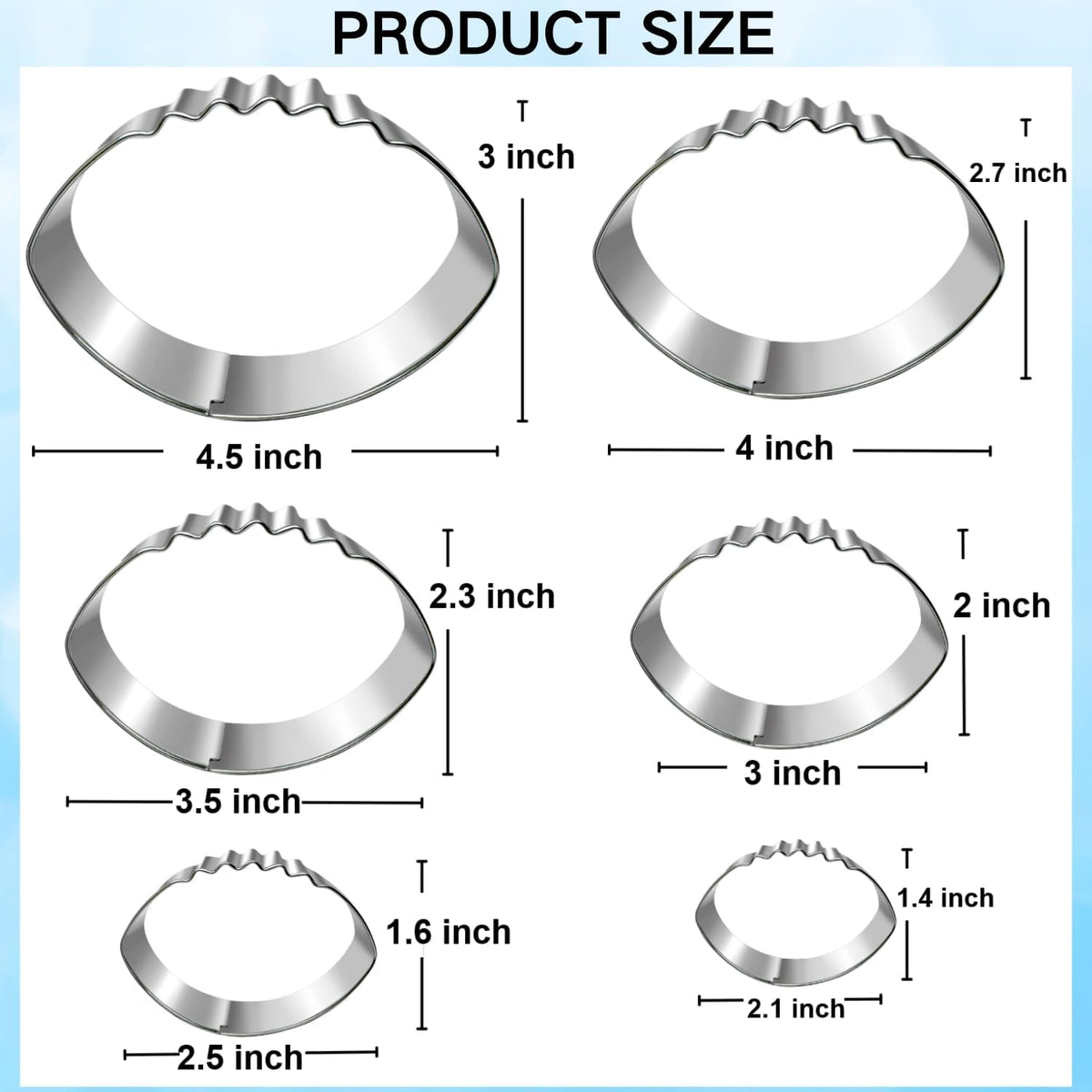 Football Cookie Cutter Set-6 Piece-4.5" 4.0" 3.5" 3.0" 2.5" 2"-Dishwasher Safe-Sports Cookie