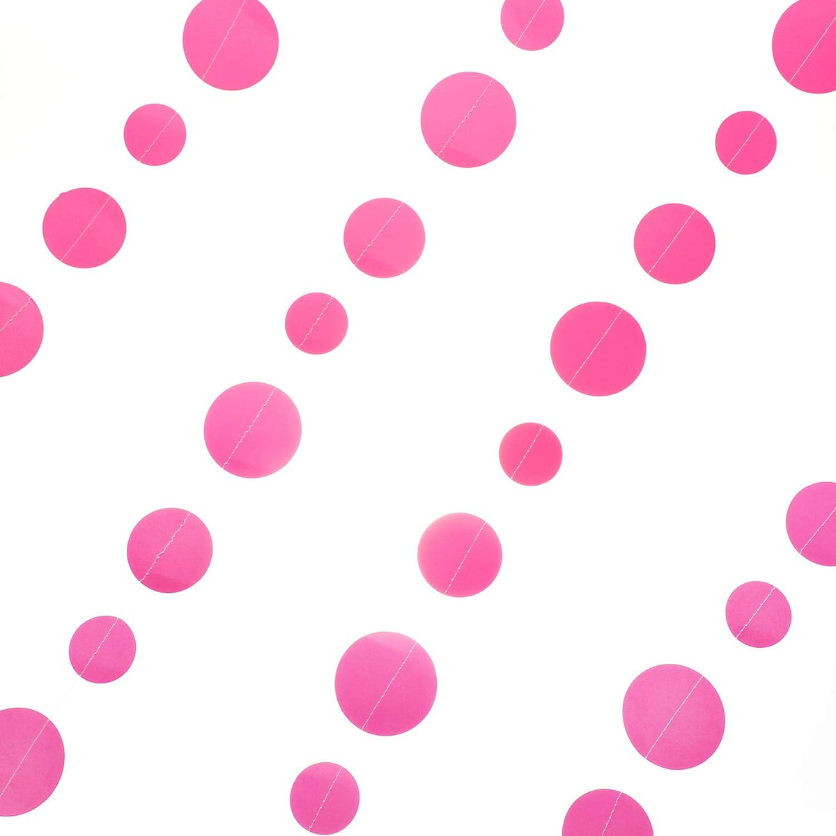 Hot Pink Paper Garland Circle Dot Party Banner Wall Streamers Backdrop Ceiling Hanging Decorations