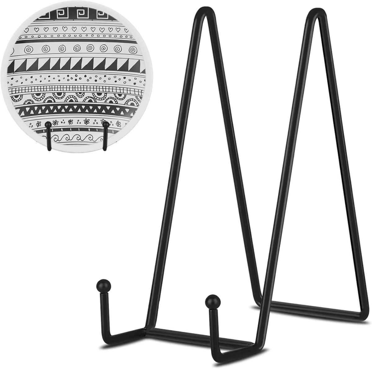 Decolore 8 Inch 3 Pack Black Metal Plate Holder Display Stands for Picture, Decorative Plate, Book