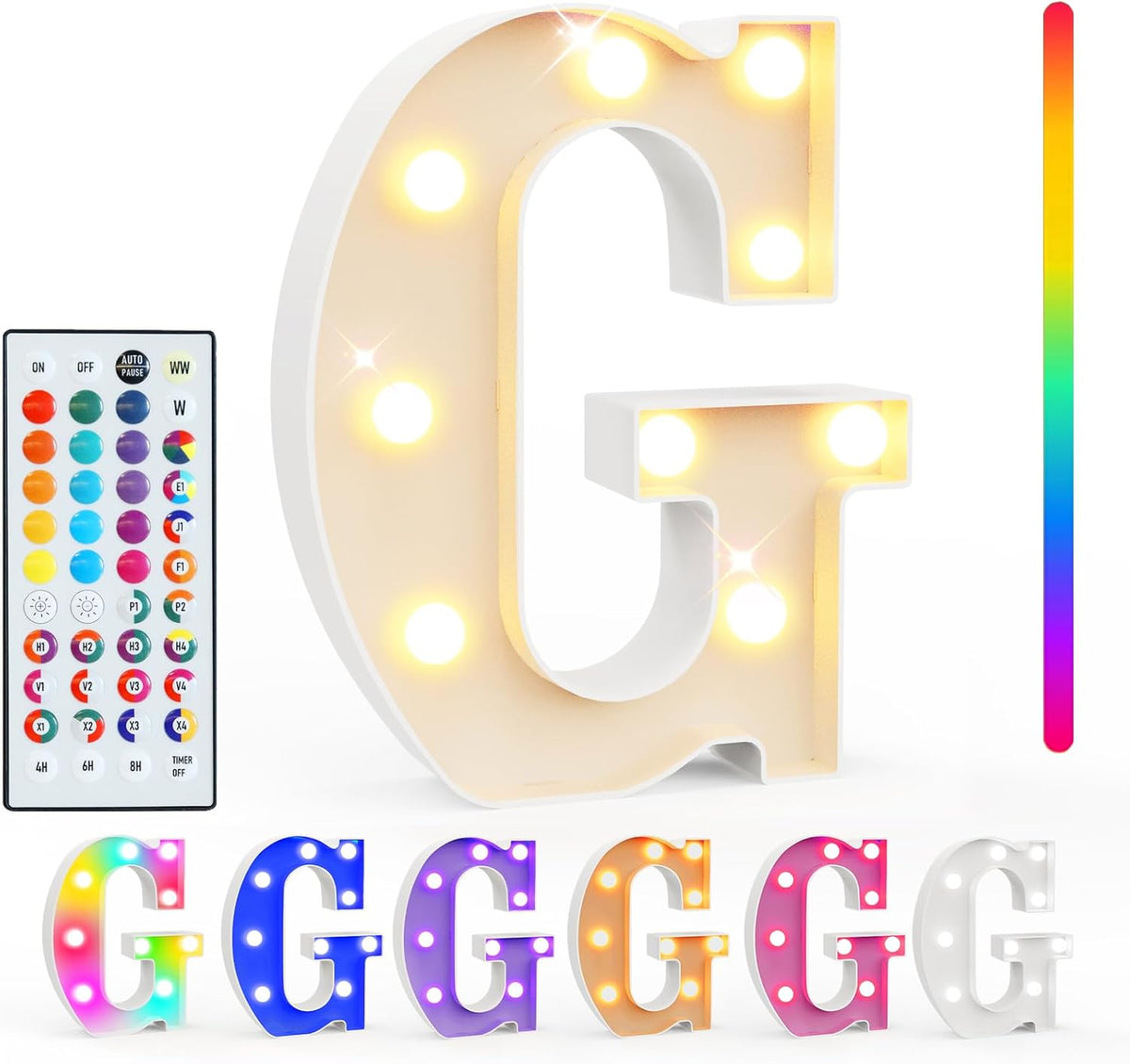 Pooqla Colorful Light Up Letters with Remote, Upgraded 35 Colors LED Marquee Letters, RGB Lighted
