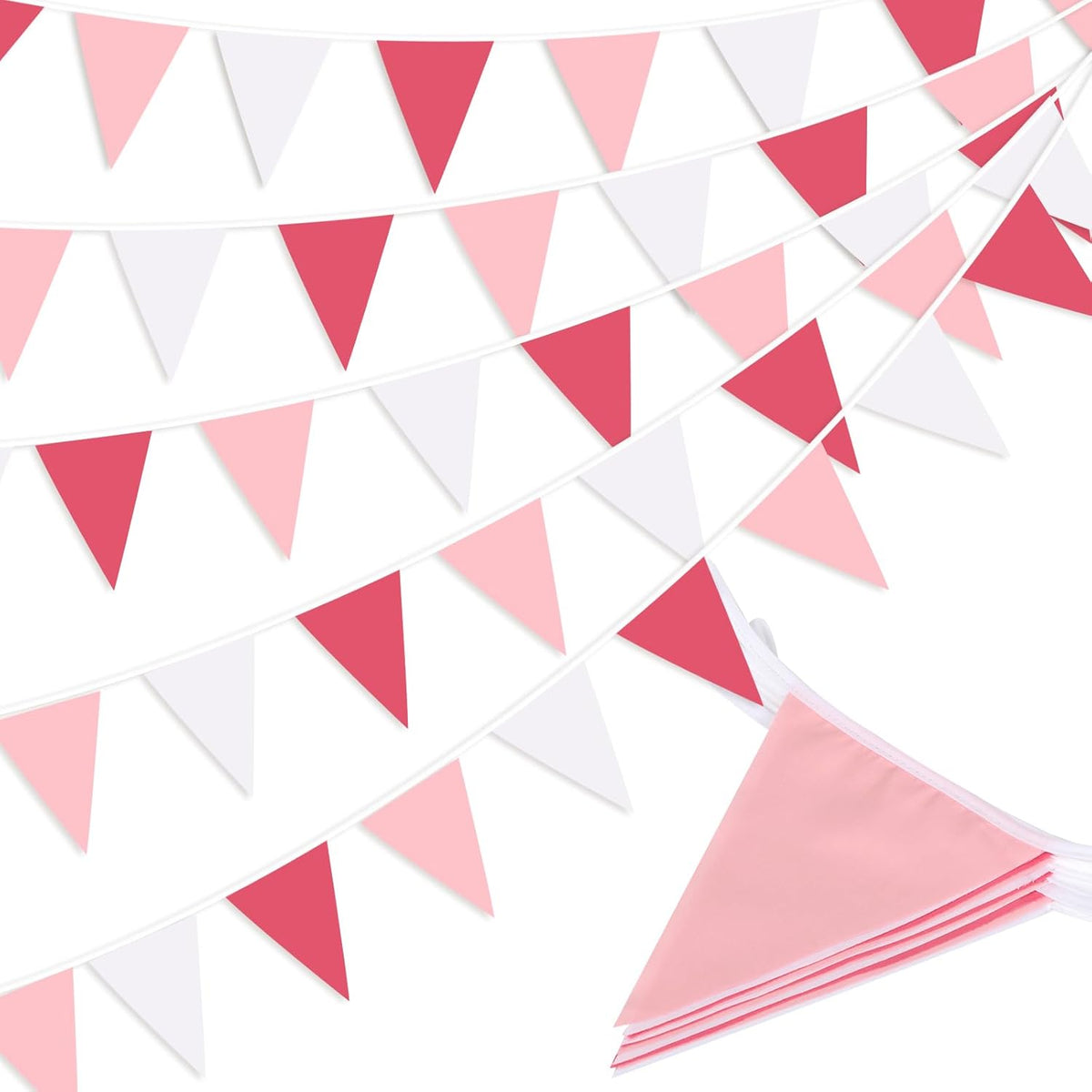 Pink Pennant Banner Triangle Flag Bunting Garland for Wedding Birthday Baby Shower Graduation