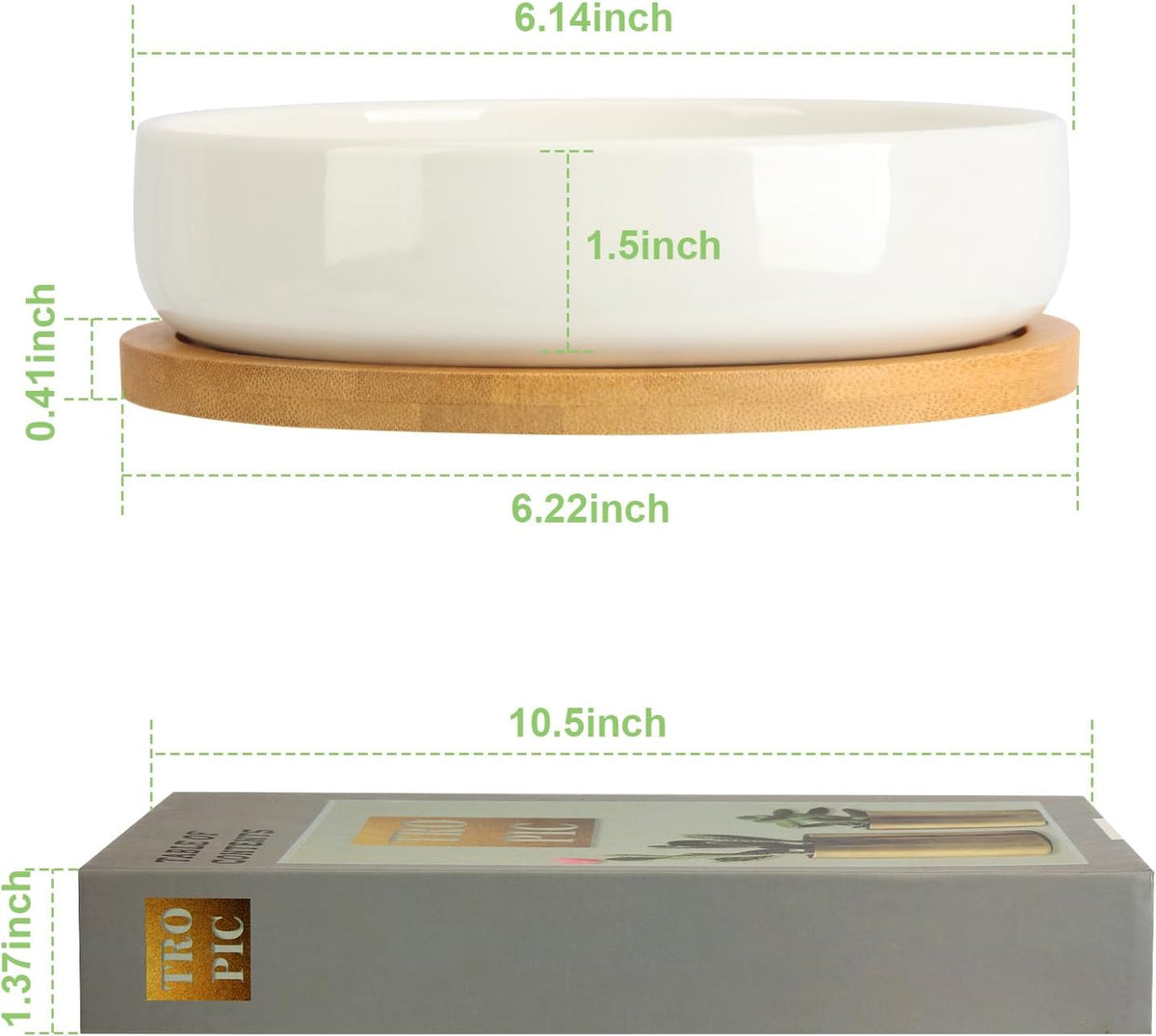 ZOUTOG Succulent Pots,6 Inch Succulent Planters with Drainage and Tray,White Ceramic Planters for