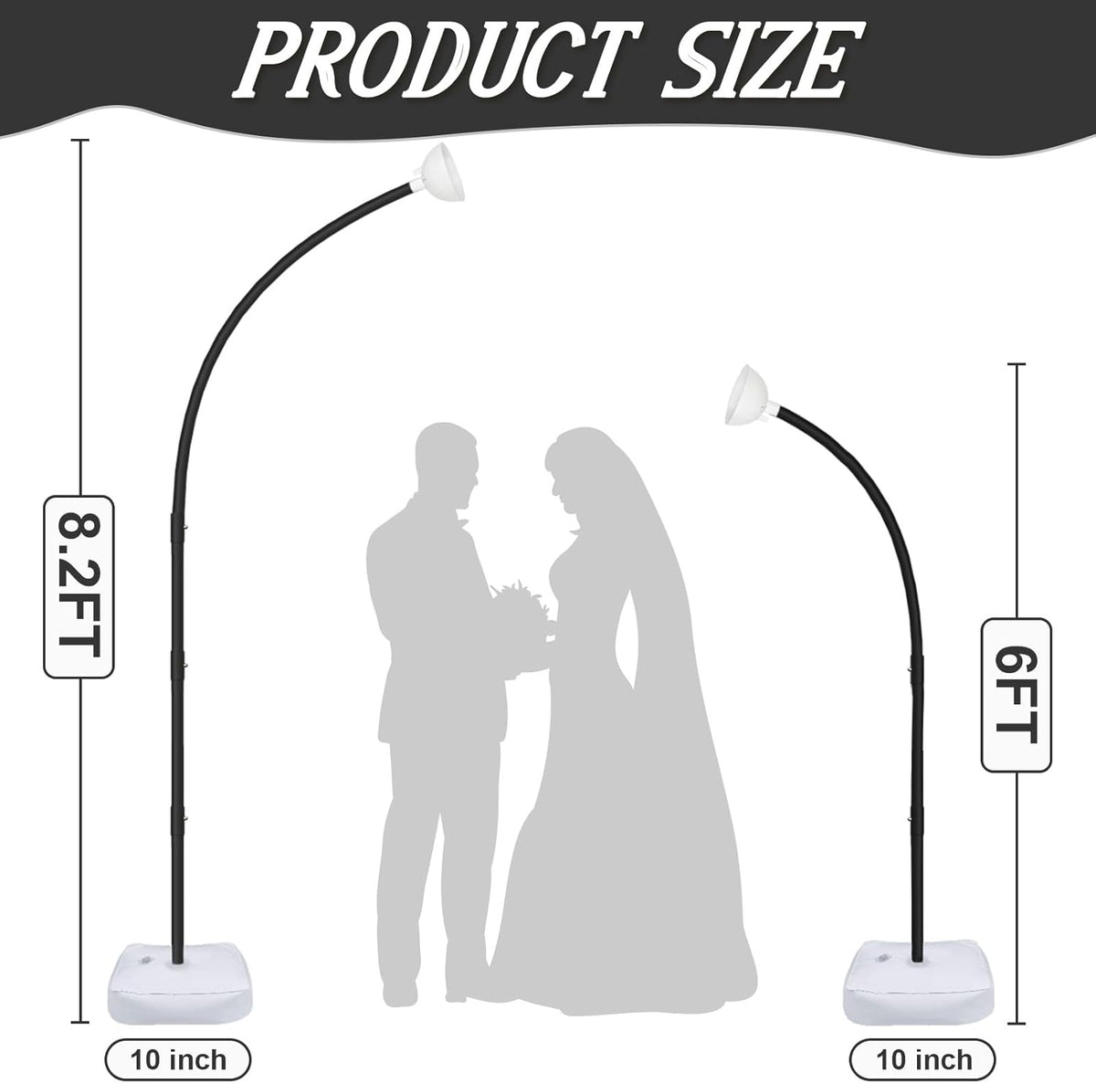 AerWo [Upgraded] Balloon Arch Kit Stand, 8.2ft+6ft Half Arch Balloon Stand with Base, Free Bending