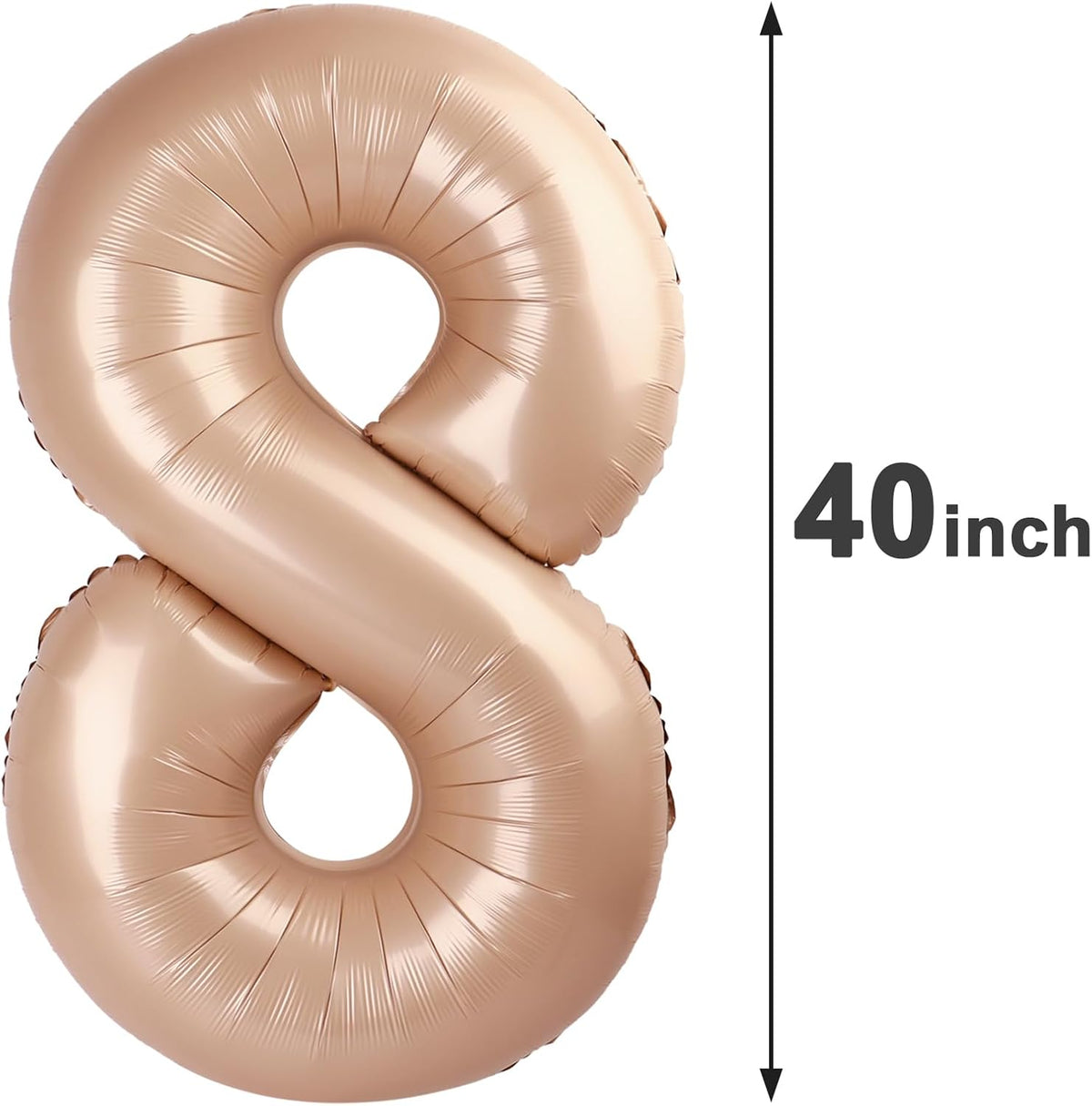 Light Brown Foil Number 8 Balloon 40 Inch, Helium Mylar Eight Number 8 18 28 38 48 58 80 88