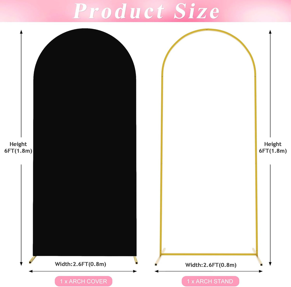 Wokceer 6 FT Wedding Arch Backdrop Stand and Arch Cover Metal Arch Stand with Arch Stand Cover for