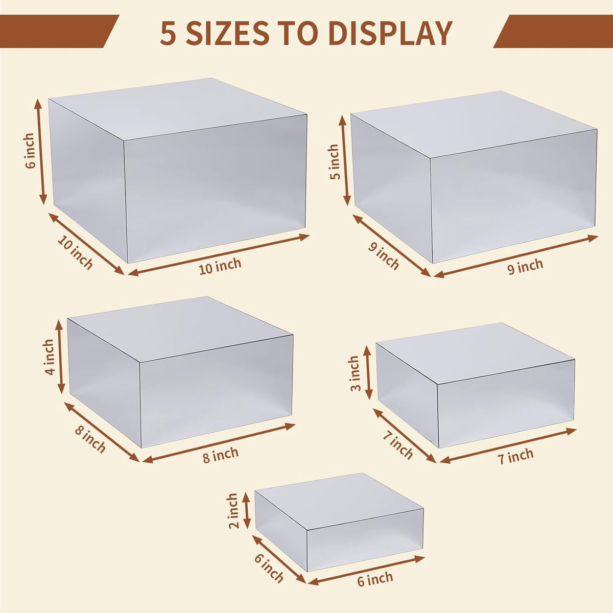 Acrylic Risers for Display 5 Pcs, Food Risers for Party Silver Acrylic Risers Display Stands