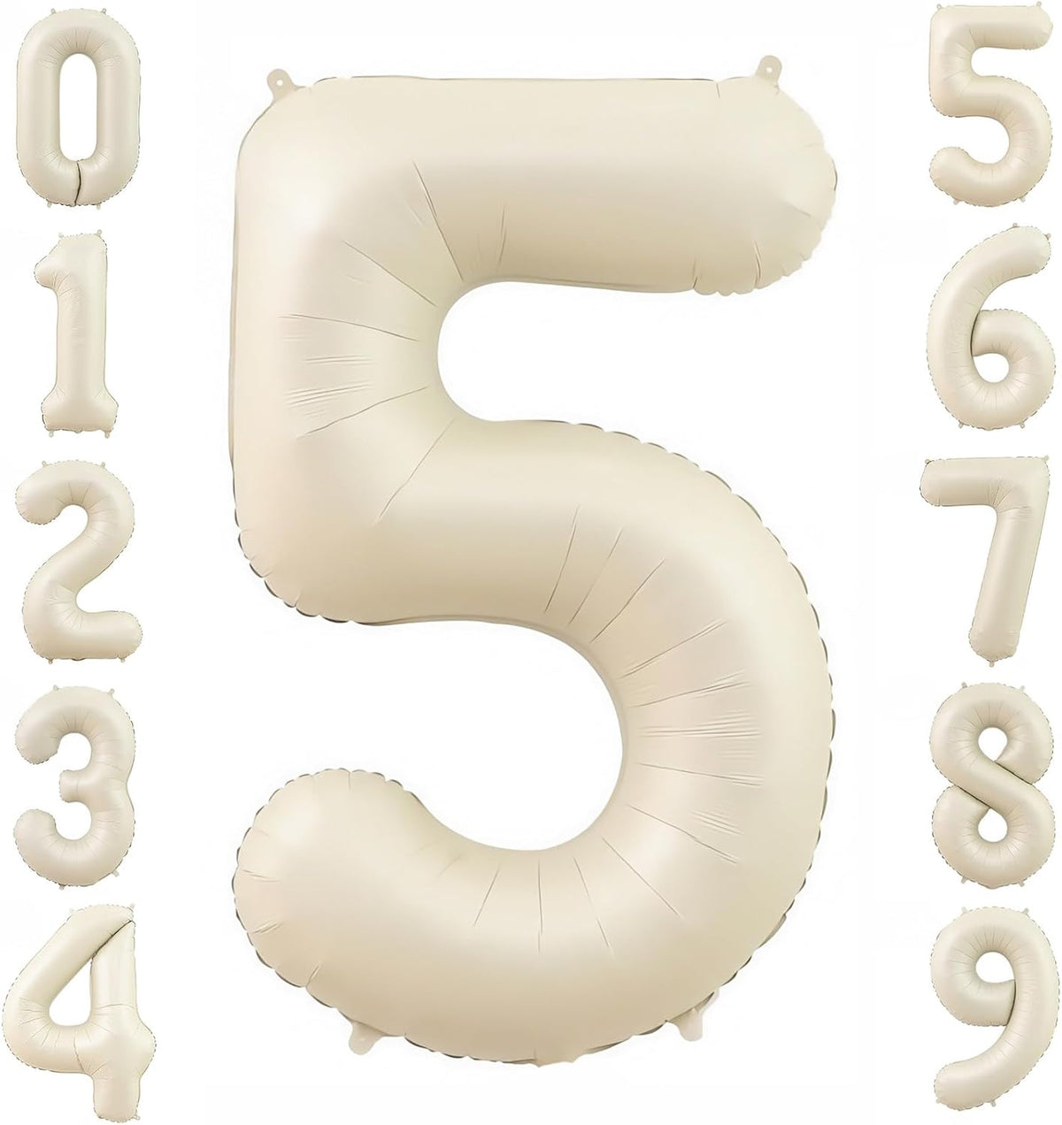 Cream 5 Balloon Number 40 Inch Cream White Number 5 Balloon Helium Mylar 5 Balloon for Birthday