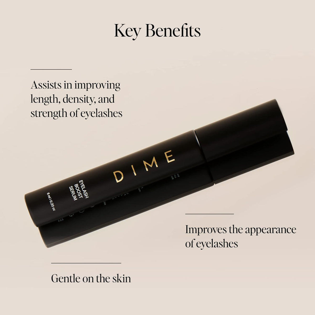 DIME Beauty Eyelash Boost Serum, Eyelash Growth Serum for Healthier, Longer, Thicker Eyelashes