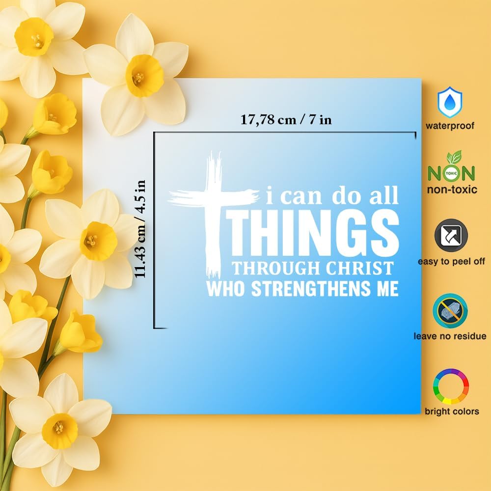 I Can Do All Things Through Christ Vinyl Decal 7x4.5in – Bible Verse Sticker Philippians 4:13