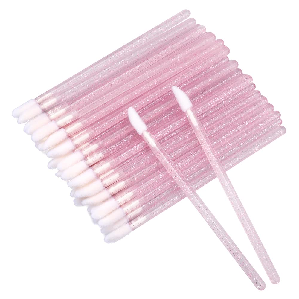 G2PLUS 100PCS Glitter Crystal Lip Brush, Disposable Lip Brushes, Lip Gloss Applicators,Lip Gloss