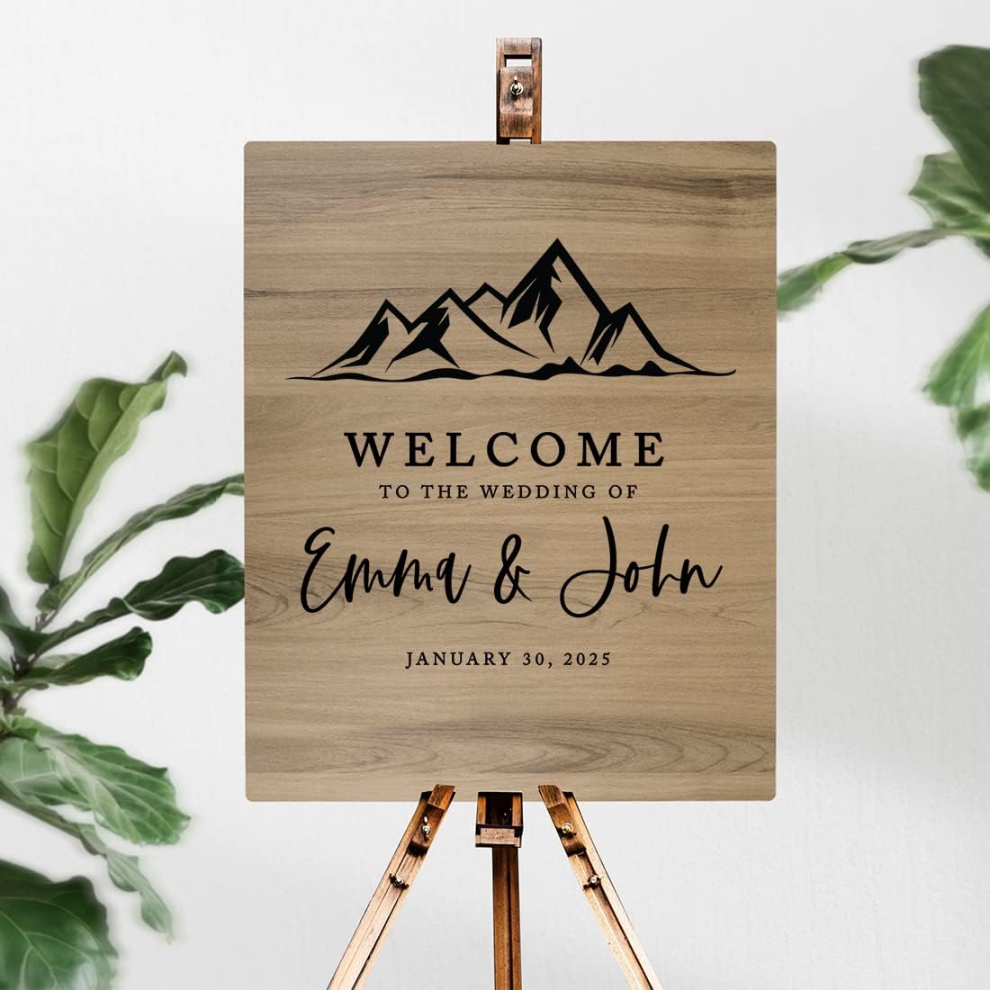 Andaz Press Large Wooden Welcome Sign for Wedding, Rustic Welcome Sign 16" x 20" Custom Names