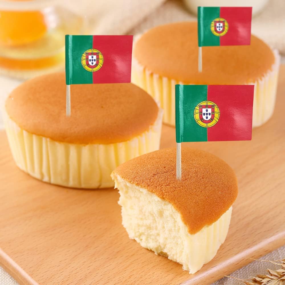 Portugal Flag Portuguese Flag, Small Mini Portugal Toothpick Flags for Food, Cupcakes, Cocktails