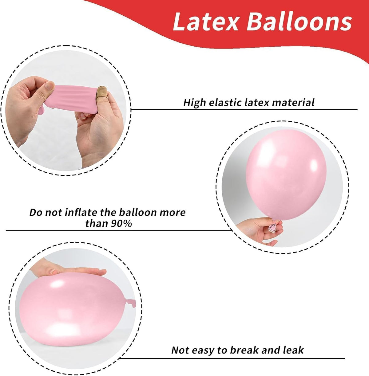 Strawberry Theme Balloons, 52 PCS 12 Inch Red Pastel Pink Pearl Pink Balloons With Polka Dot Latex