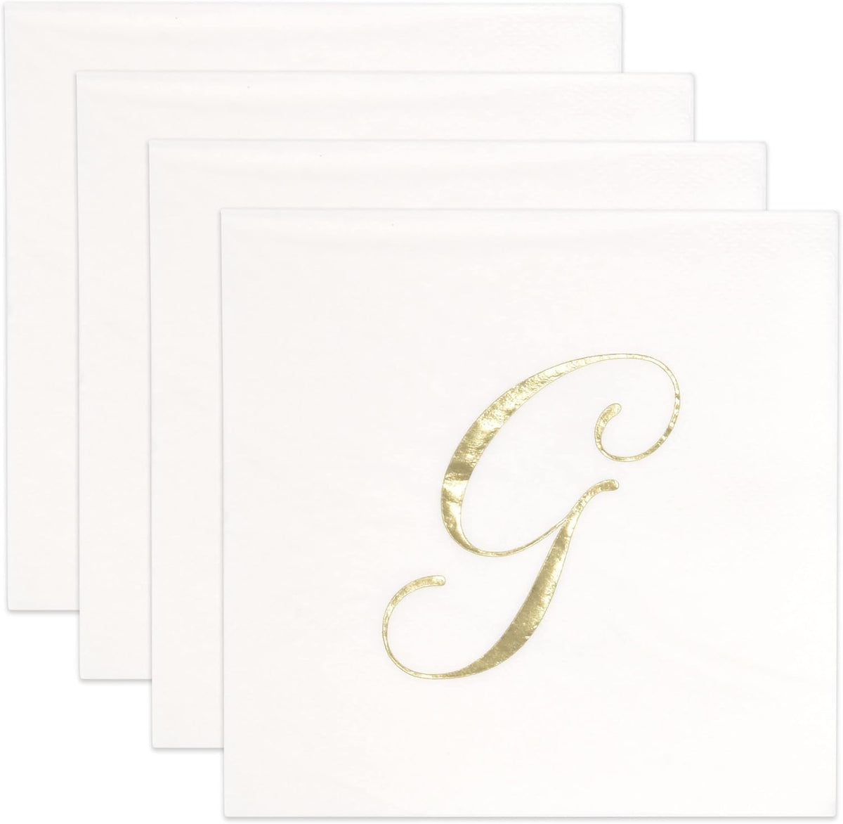 Gift Boutique 100 Gold Monogram Cocktail Napkins Letter G Disposable Paper Pack Elegant Metallic
