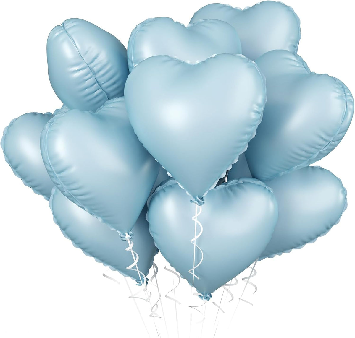 Baby Blue Heart Balloon, 10PCS Blue Foil Heart Balloons, 18inch Pastel Blue Heart Shape Balloons